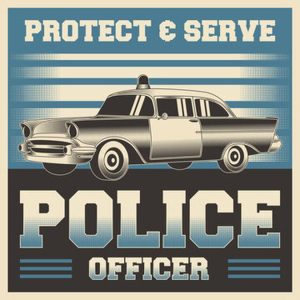 Retro vintage illustration vector graphic of Police Officer fit for wood poster or signage - a polic