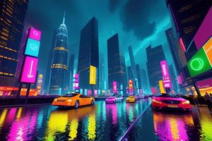 vibrant and dynamic cityscape at night
